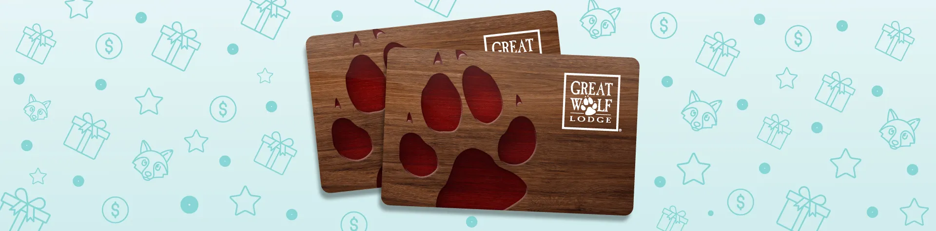 The Great Wolf Lodge gift card featuring a paw print